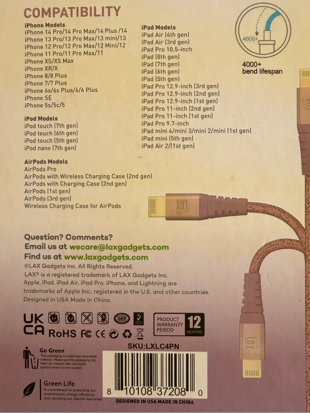 NWT LAX Apple Lightning Cable
